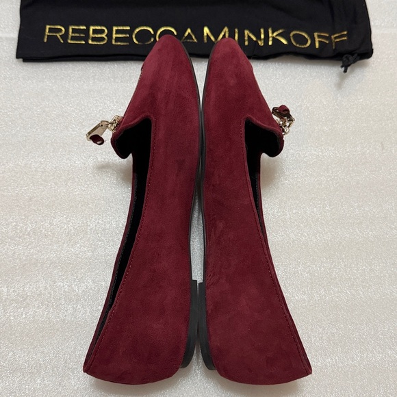 Rebecca Minkoff Maroon Suede Flats with Zipper Detail 8 NIB - Picture 5 of 10